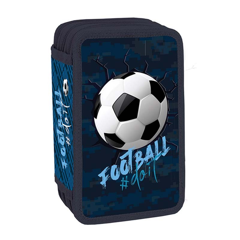 Penar complet echipat, 38 piese, imprimeu fotbal, 3 compartimente cu fermoar - imagine 3